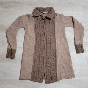 Chiaramente Made In Italy Beige Throw Over Knit Sweater with Buckle Small